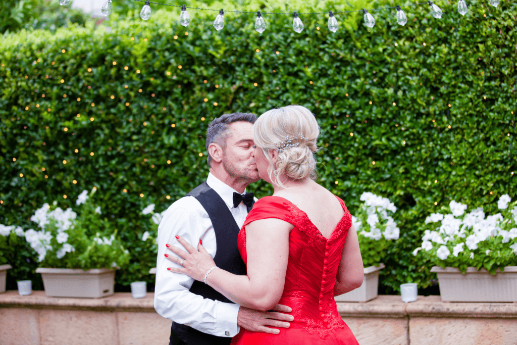 kiss after first look in Adelaide captured by wedding photographer