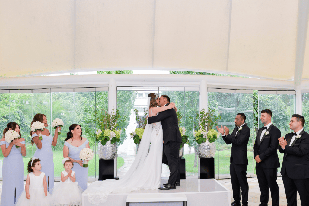 first kiss between bride and groom at ceremony in Melbourne Victoria