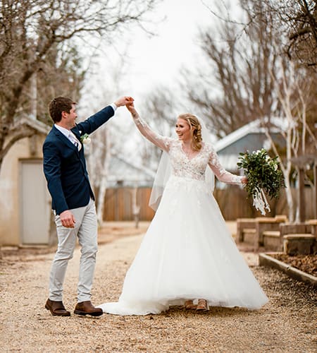 bride and groom dancing at wedding in canberra