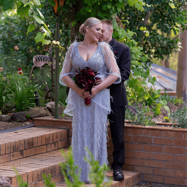 sliver wedding dress from Melbourne wedding