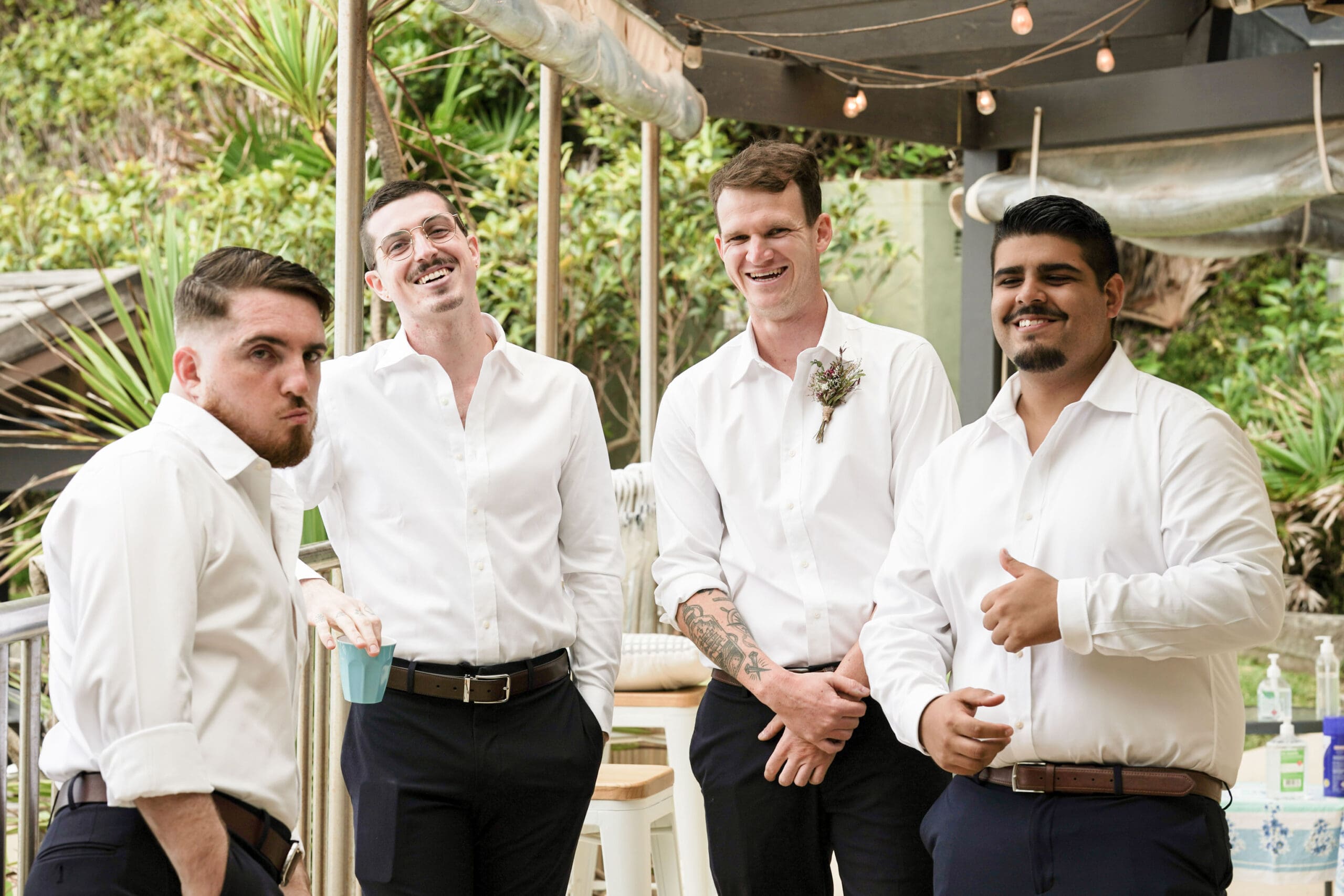 Groomsmen at wedding ceremony.