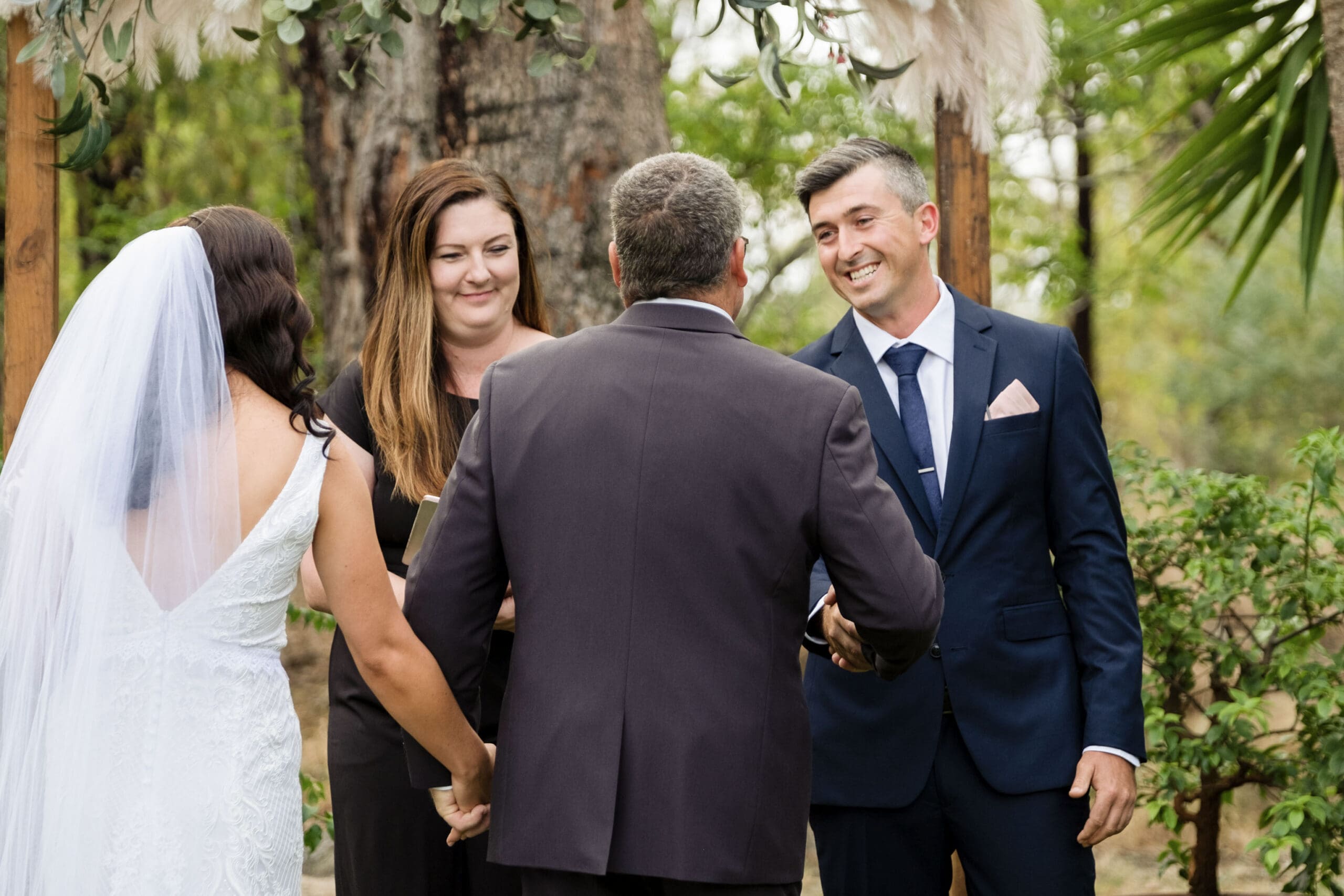 Bride and groom at wedding ceremony.