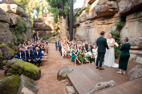 outdoor wedding ceremony at Kangaroo Valley Bush Retreat in Canberra