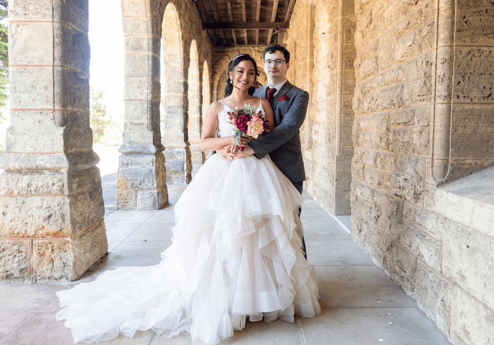 1 Bride and groom outside church after Perth wedding