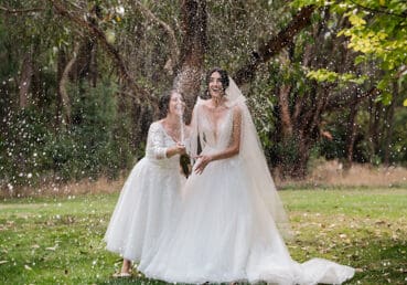 featured champagne pop after wedding at Log Cabin Ranch