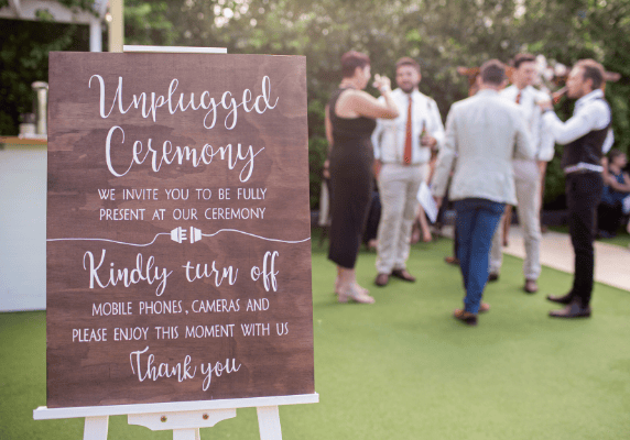 1 unplugged ceremony sign at Adelaide wedding